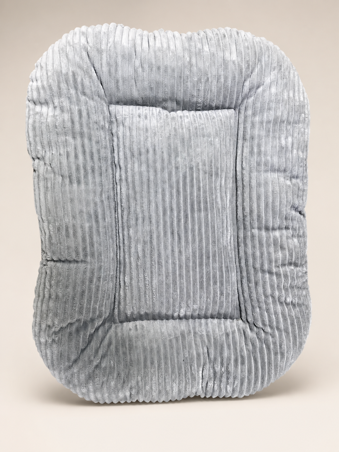 Grey plush rectangular pet mat
